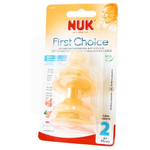 Nuk Tetina fist choice látex boca ancha talla 2 orificio S 2uds